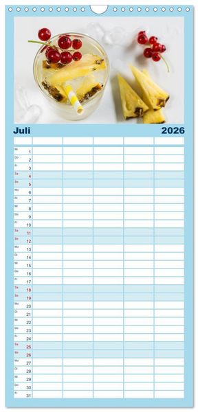 Produktbild: Familienplaner 2026 - Frisches Aromawasser mit 5 Spalten (Wandkalender, 21 x 45 cm) CALVENDO