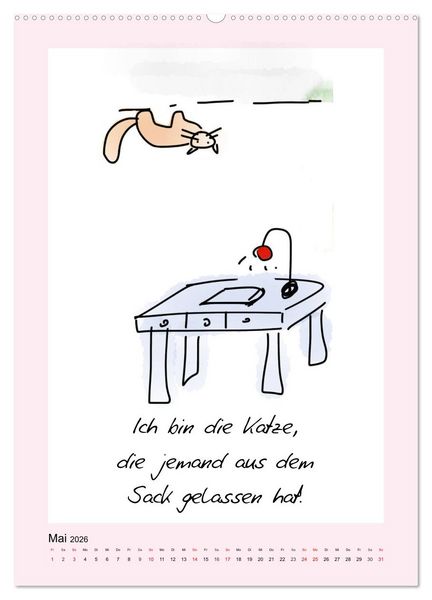 Produktbild: Katzen. Lustige Spr&uuml;che f&uuml;r Katzenmenschen (hochwertiger Premium Wandkalender 2026 DIN A2 hoch), Kunstdruck in Hochglanz