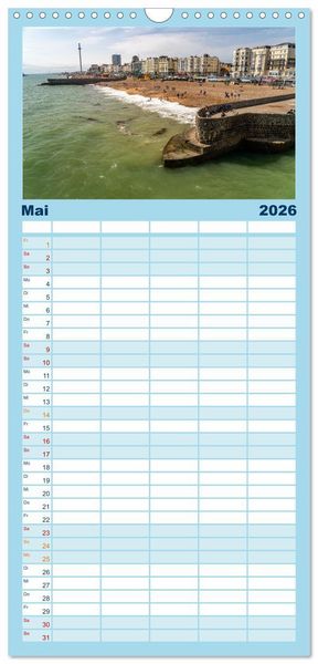Produktbild: Familienplaner 2026 - Gro&szlig;britannien - England mit 5 Spalten (Wandkalender, 21 x 45 cm) CALVENDO