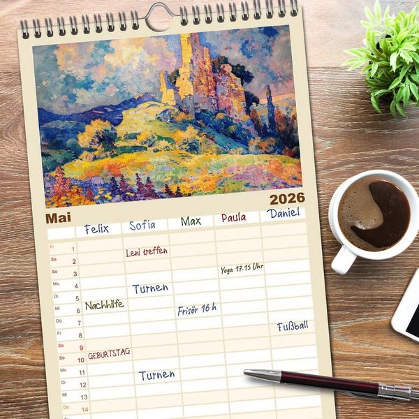 Produktbild: Familienplaner 2026 - Der Turm zu Babel: Ungemalte Bilder der Kunstgeschichte mit 5 Spalten (Wandkalender, 21 x 45 cm) CALVENDO