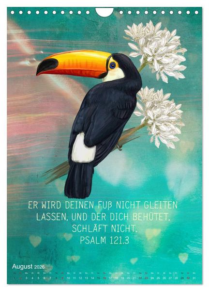 Produktbild: Bibelworte f&uuml;r Vogelfreunde (Wandkalender 2026 DIN A4 hoch), CALVENDO Monatskalender