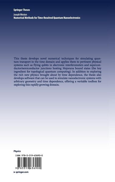 Produktbild: Numerical Methods for Time-Resolved Quantum Nanoelectronics