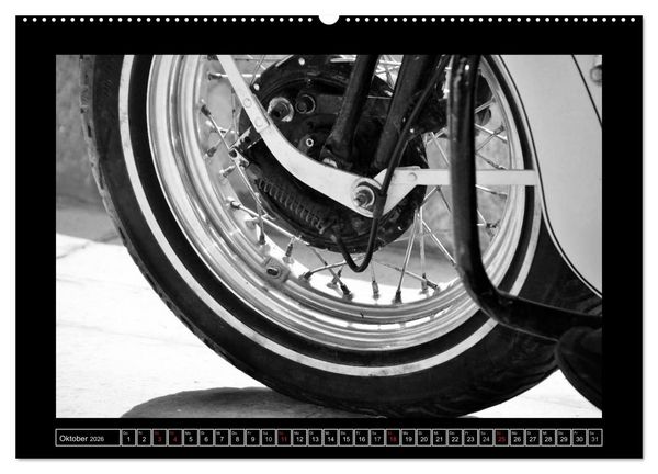 Produktbild: Harley Davidson WLA 750 in Schwarzweiss (Wandkalender 2026 DIN A2 quer), CALVENDO Monatskalender
