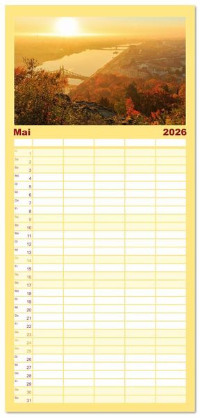 Produktbild: Familienplaner 2026 - Romantisches Budapest - Ungarns sch&ouml;ne Hauptstadt an der Donau mit 5 Spalten (Wandkalender, 21 x 45 cm) CALVENDO