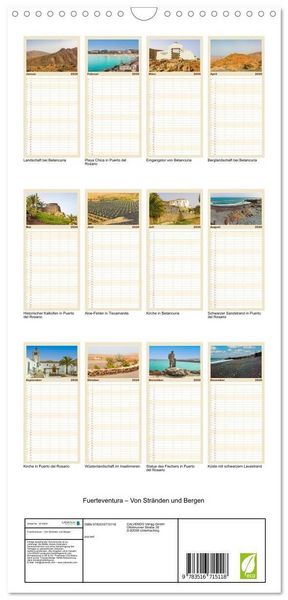 Produktbild: Familienplaner 2026 - Fuerteventura &ndash; Von Str&auml;nden und Bergen mit 5 Spalten (Wandkalender, 21 x 45 cm) CALVENDO