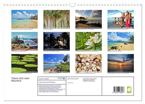 Produktbild: Tr&auml;um dich nach Mauritius (Wandkalender 2026 DIN A3 quer), CALVENDO Monatskalender