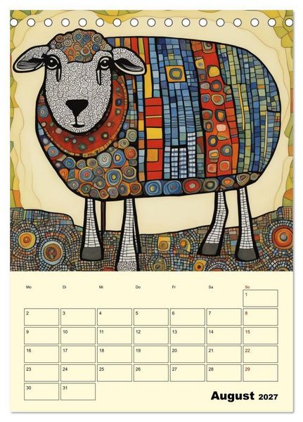 Produktbild: Farbenfrohe Tiermalerei (Tischkalender 2027 DIN A5 hoch), CALVENDO Monatskalender