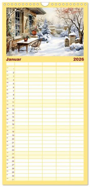 Produktbild: Familienplaner 2026 - Lauschige Gartenecken mit 5 Spalten (Wandkalender, 21 x 45 cm) CALVENDO