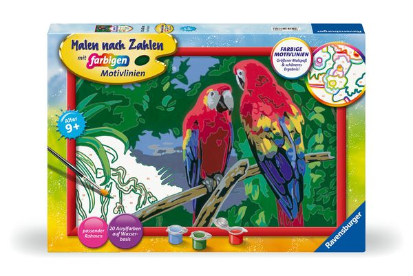 Produktbild: CreArt, Malen nach Zahlen Kinder - Bunte Papageien