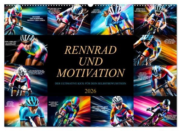 Rennrad und Motivation (Wandkalender 2026 DIN A2 quer), CALVENDO Monatskalender