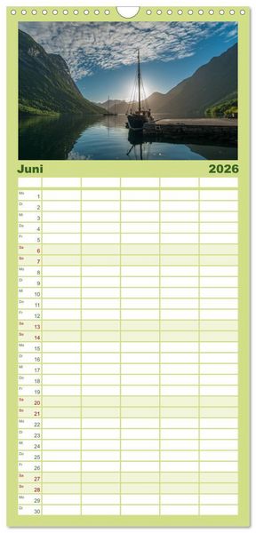 Produktbild: Familienplaner 2026 - Norwegen mit 5 Spalten (Wandkalender, 21 x 45 cm) CALVENDO