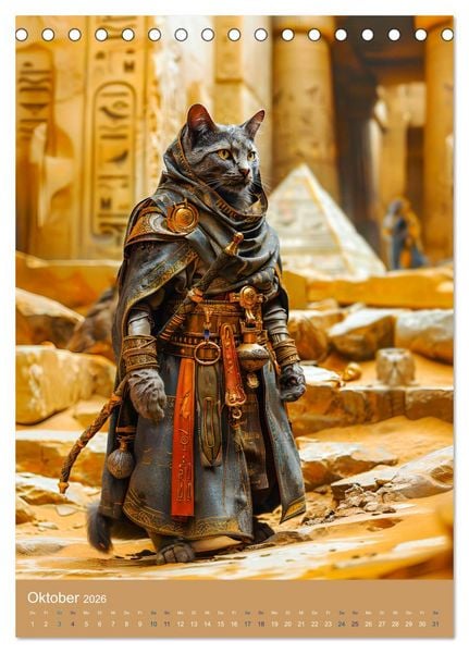 Produktbild: &Auml;gyptens Katzen - G&ouml;ttliche Eleganz im Stile der Pharaonen (Tischkalender 2026 DIN A5 hoch), CALVENDO Monatskalender