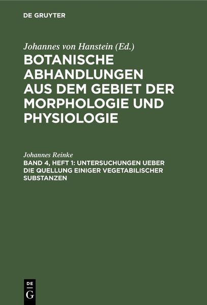Produktbild: Untersuchungen ueber die Quellung einiger vegetabilischer Substanzen