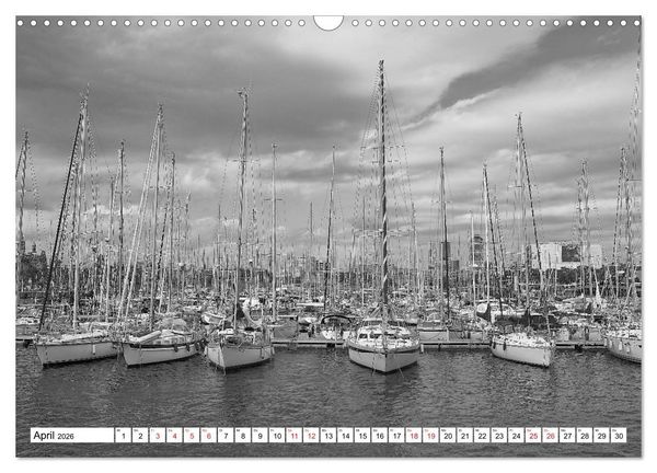 Produktbild: Barcelona Schwarz / Wei&szlig; Impressionen (Wandkalender 2026 DIN A3 quer), CALVENDO Monatskalender