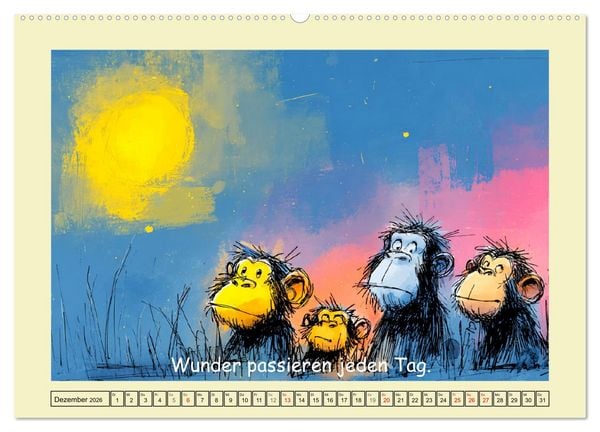 Produktbild: Entz&uuml;ckende Baumkinder. Schimpansen und Weisheiten (Wandkalender 2026 DIN A2 quer), CALVENDO Monatskalender