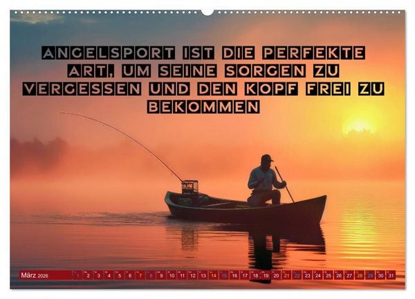 Produktbild: Angeln - Impressionen mit coolen Spr&uuml;chen (Wandkalender 2026 DIN A2 quer), CALVENDO Monatskalender