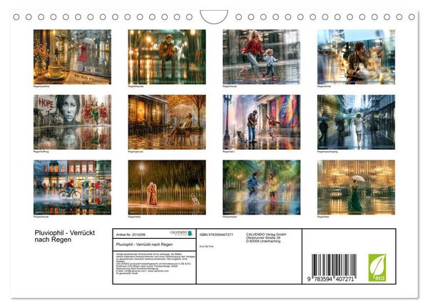 Produktbild: Pluviophil - Verr&uuml;ckt nach Regen (Wandkalender 2027 DIN A4 quer), CALVENDO Monatskalender