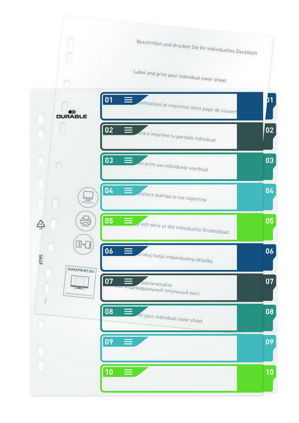 Produktbild: Durable 679527 Register DIN A4+ 1-10 Mehrfarbig 10 Registerbl&auml;tter 679527