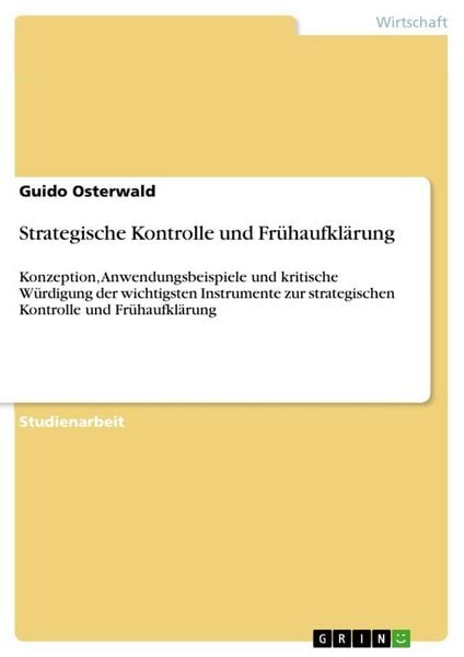 Produktbild: Strategische Kontrolle und Fr&uuml;haufkl&auml;rung