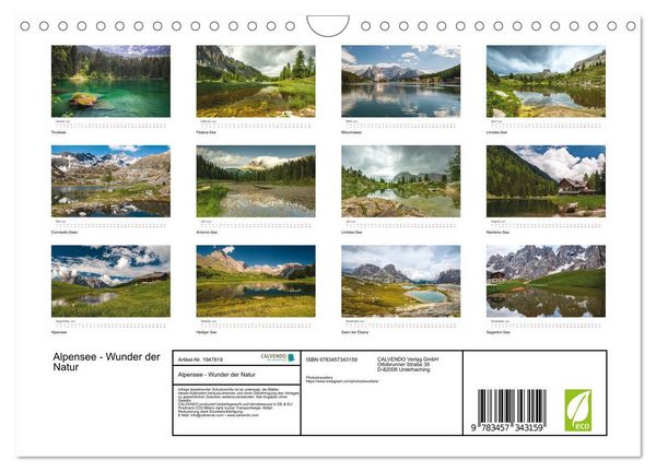Produktbild: Alpensee - Wunder der Natur (Wandkalender 2026 DIN A4 quer), CALVENDO Monatskalender