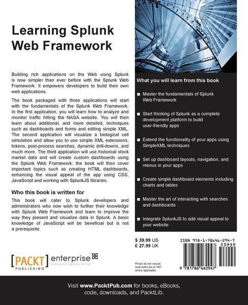 Produktbild: Learning Splunk Web Framework