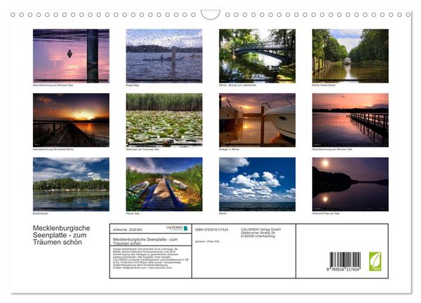 Produktbild: Mecklenburgische Seenplatte - zum Tr&auml;umen sch&ouml;n (Wandkalender 2026 DIN A3 quer), CALVENDO Monatskalender