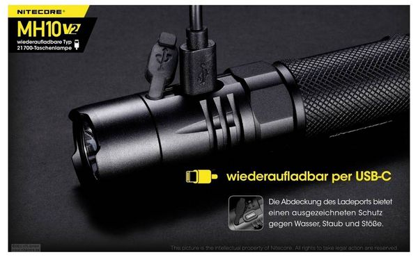 Produktbild: NiteCore MH10 V2 LED Taschenlampe akkubetrieben 1200lm 1500h 77.5g