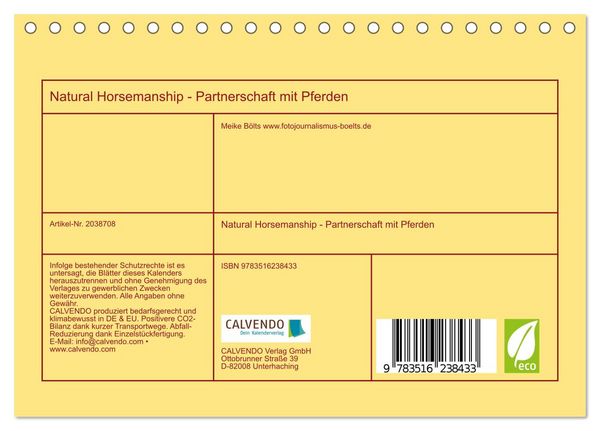 Produktbild: Natural Horsemanship - Partnerschaft mit Pferden (Tischkalender 2026 DIN A5 quer), CALVENDO Monatskalender