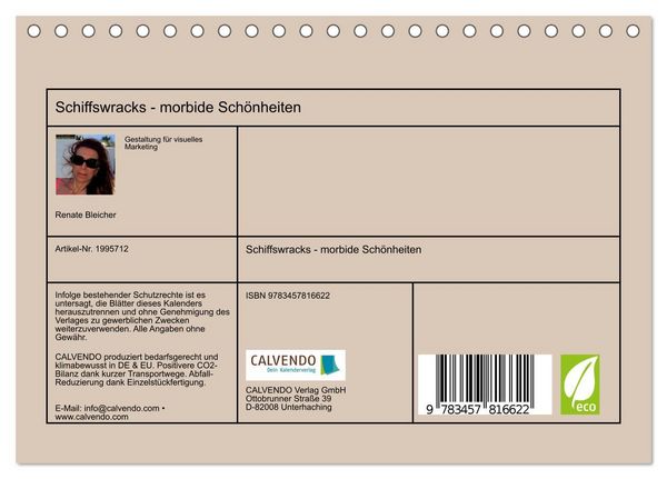 Produktbild: Schiffswracks - morbide Sch&ouml;nheiten (Tischkalender 2026 DIN A5 quer), CALVENDO Monatskalender