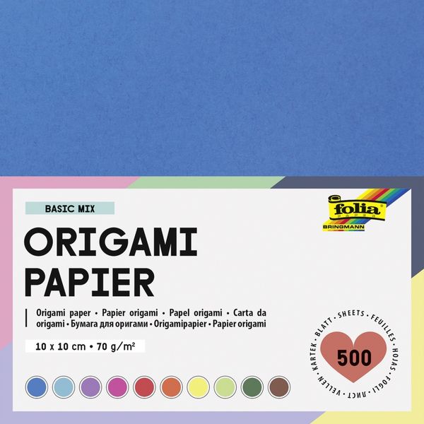 Produktbild: Folia Faltbl&auml;tter 70g/m&sup2;, 10x10cm, 500 Blatt, farbig sortiert