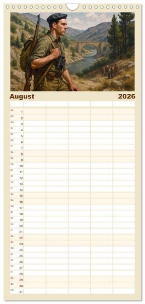 Produktbild: Familienplaner 2026 - Ernest Hemingway mit 5 Spalten (Wandkalender, 21 x 45 cm) CALVENDO