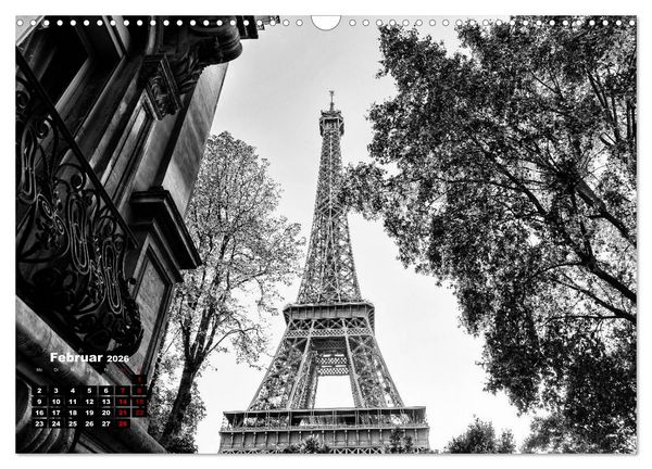 Produktbild: Paris-Impressionen in Schwarz-Wei&szlig; (Wandkalender 2026 DIN A3 quer), CALVENDO Monatskalender