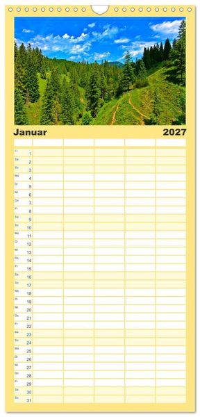 Produktbild: Familienplaner 2027 - Bayern - Idylle zwischen Allg&auml;u und Bayerischen Alpen mit 5 Spalten (Wandkalender, 21 x 45 cm) CALVENDO