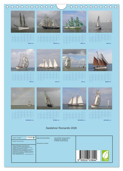 Produktbild: Seefahrer Romantik 2026 (Wandkalender 2026 DIN A4 hoch), CALVENDO Monatskalender