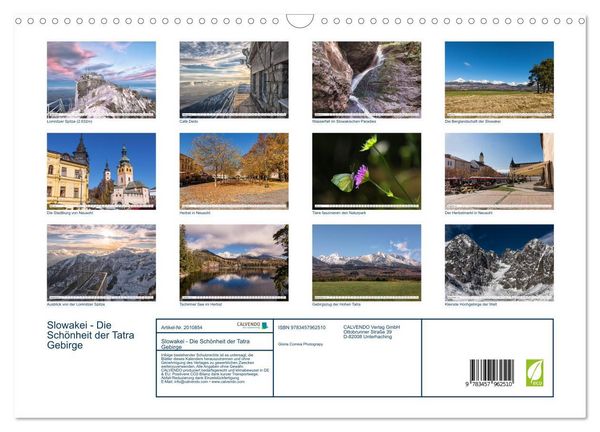 Produktbild: Slowakei - Die Sch&ouml;nheit der Tatra Gebirge (Wandkalender 2026 DIN A3 quer), CALVENDO Monatskalender