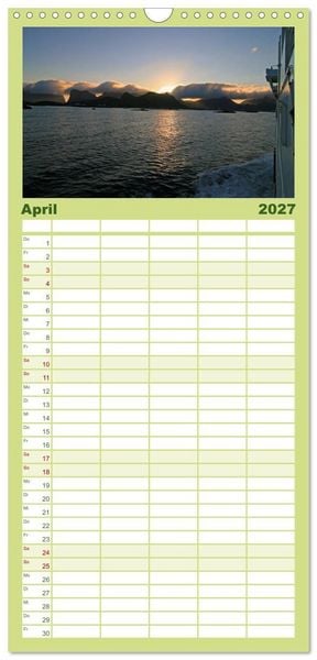 Produktbild: Familienplaner 2027 - Hurtigruten - Entlang der norwegischen K&uuml;ste mit 5 Spalten (Wandkalender, 21 x 45 cm) CALVENDO