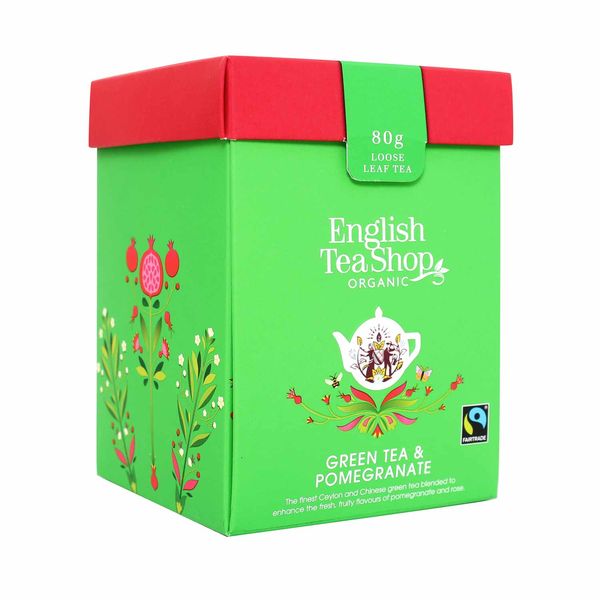 Produktbild: BIO Tee "Gr&uuml;ner Tee & Granatapfel", Lose Teemischung, Fairtrade, 80g Geschenk Box