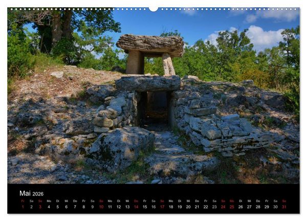 Produktbild: Frankreichs geheimnisvoller S&uuml;den - Dolmen und Menhire im Languedoc-Roussillon (hochwertiger Premium Wandkalender 2026 DIN A2 quer), Kunstdruck in Hochglanz