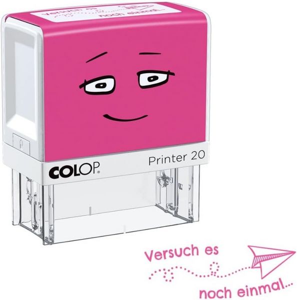 Produktbild: COLOP NIO School Motivations-Stempel, Versuch es noch einmal, Abdruckfarbe soft pink, 38 x 14mm