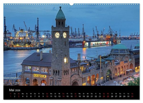 Produktbild: Hamburger Hafen (hochwertiger Premium Wandkalender 2026 DIN A2 quer), Kunstdruck in Hochglanz