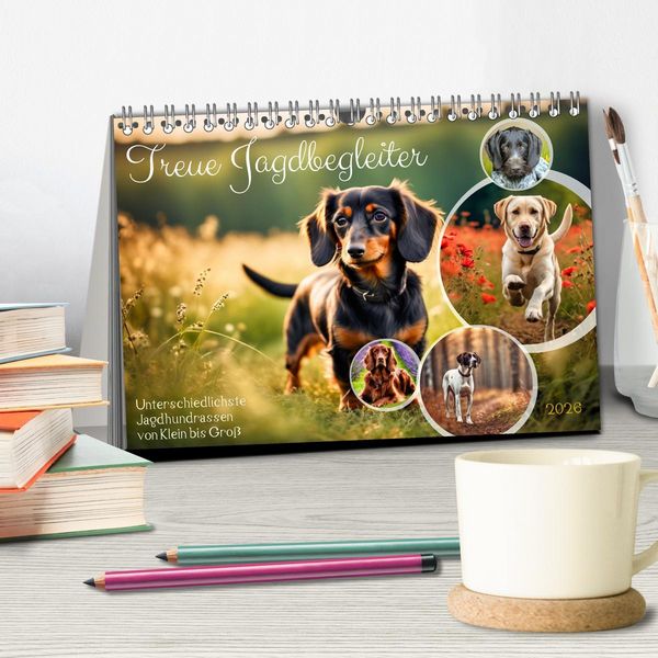 Produktbild: Treue Jagdbegleiter (Tischkalender 2026 DIN A5 quer), CALVENDO Monatskalender