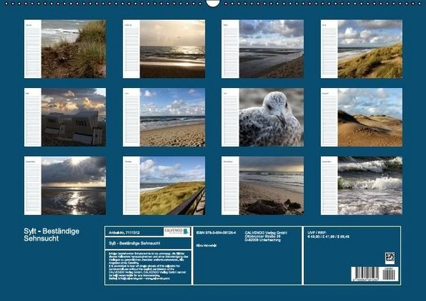 Produktbild: Sylt - Best&auml;ndige Sehnsucht (Wandkalender immerw&auml;hrend DIN A2 quer)