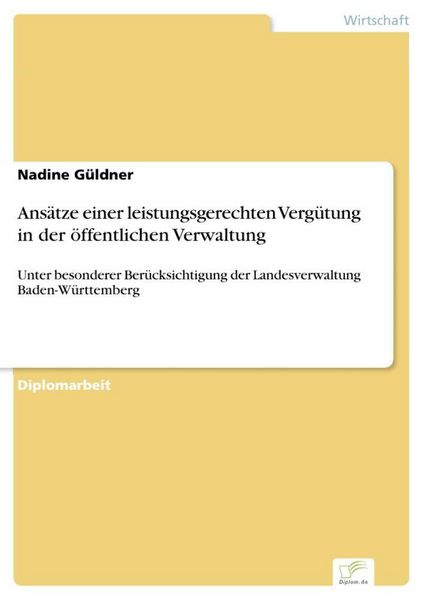 Produktbild: Ans&auml;tze einer leistungsgerechten Verg&uuml;tung in der &ouml;ffentlichen Verwaltung