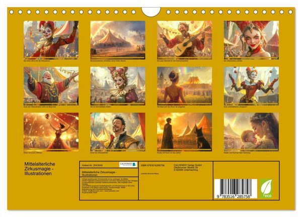 Produktbild: Mittelalterliche Zirkusmagie - Illustrationen (Wandkalender 2026 DIN A4 quer), CALVENDO Monatskalender