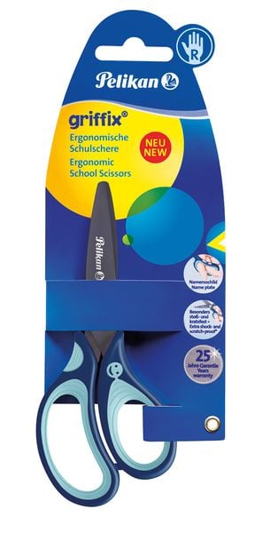 Pelikan Schule-Schere griffix Rund 14cm Blau, Rechtshänder