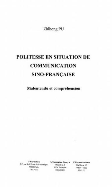 Produktbild: Politesse en situation de communication sino-francaise