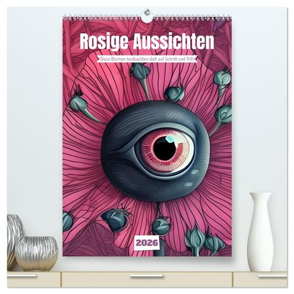 Produktbild: Rosige Aussichten - Diese Blumen beobachten dich auf Schritt und Tritt (hochwertiger Premium Wandkalender 2026 DIN A2 hoch), Kunstdruck in Hochglanz