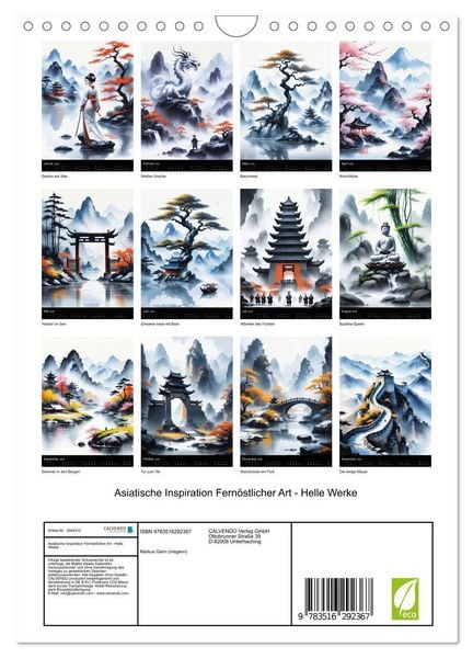 Produktbild: Asiatische Inspiration Fern&ouml;stlicher Art - Helle Werke (Wandkalender 2026 DIN A4 hoch), CALVENDO Monatskalender