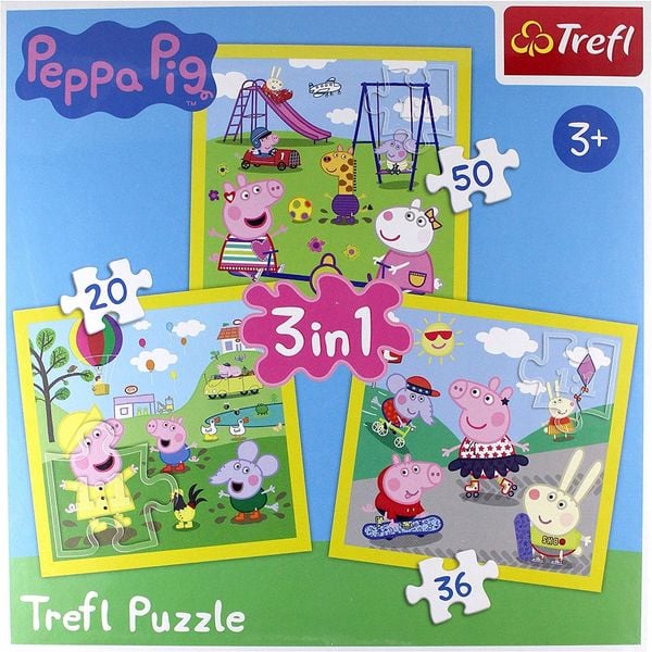 Trefl 34849 - Peppa Pig, Puzzle 3 in 1, 20/36/50 Teile