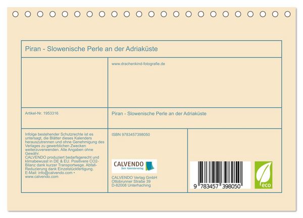 Produktbild: Piran - Slowenische Perle an der Adriak&uuml;ste (Tischkalender 2026 DIN A5 quer), CALVENDO Monatskalender